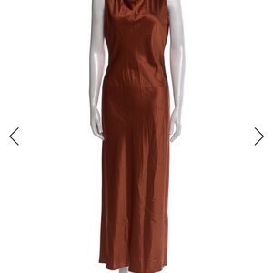 Veronica Beard Sleeveless Satin Maxi Dress in Rust